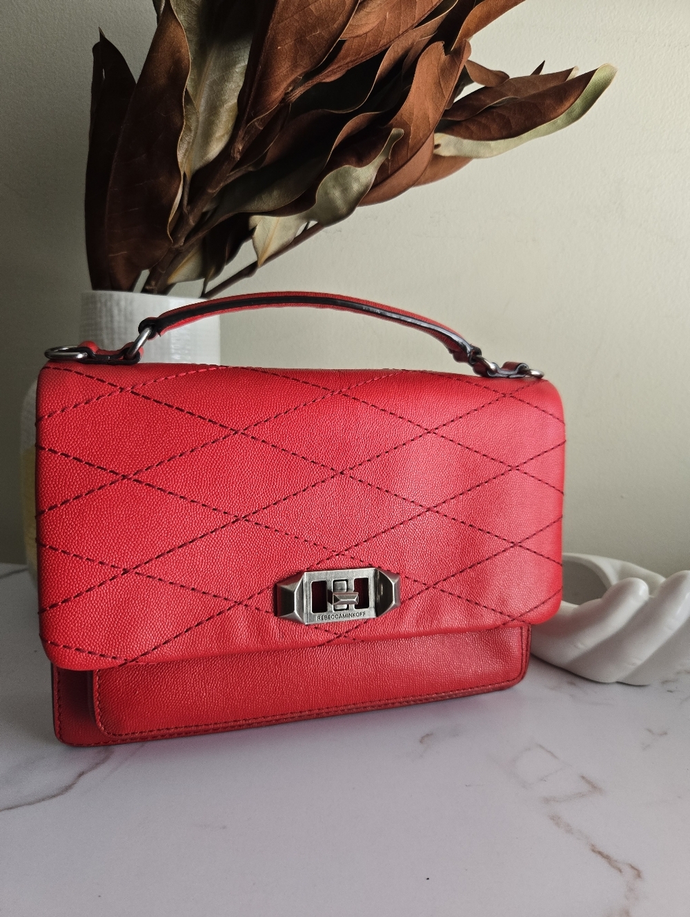 GUC Rebecca Minkoff Red Quilted Top-Handle Shoulder Bag